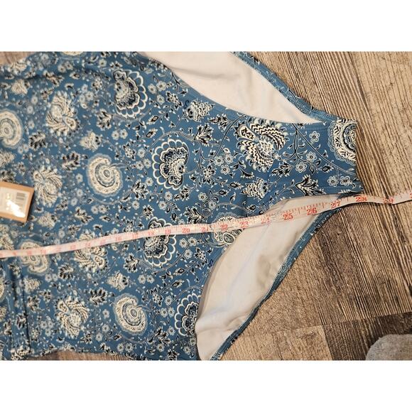 Boden Ithaca Halter Swimsuit Swim One Piece Women 16-18 long new blue paisley - Picture 5 of 6